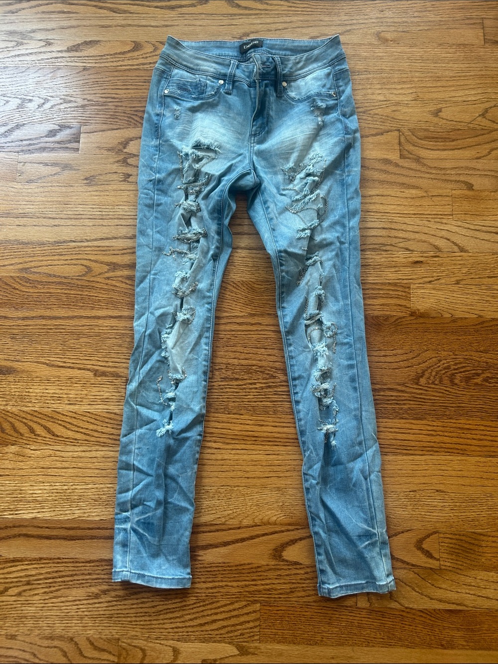 Bebe Silver Chain Jeans (See measurements)